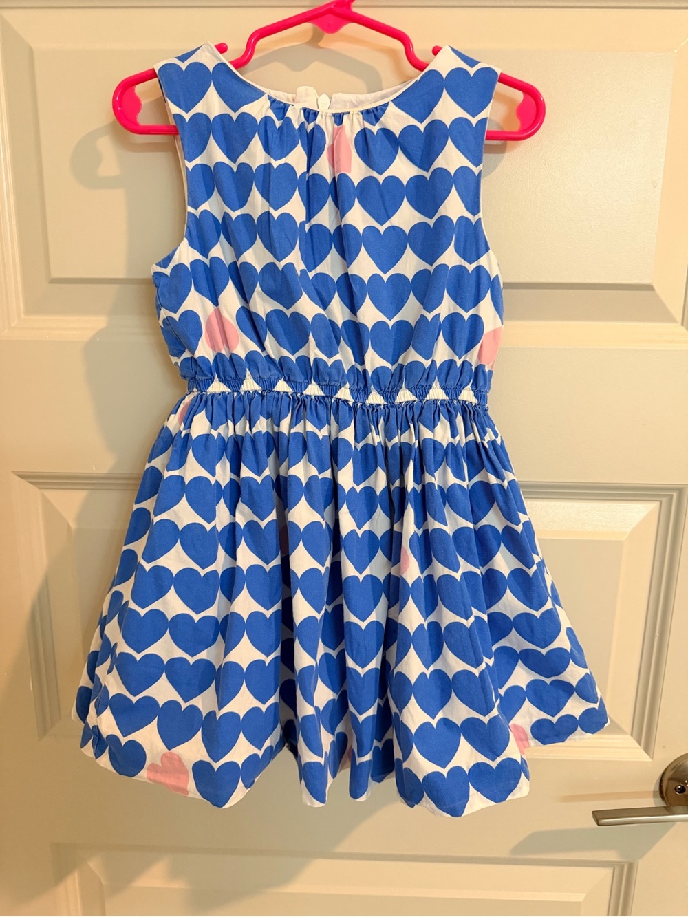 Jacadi Blue and Pink Heart Print Sleeveless Dress